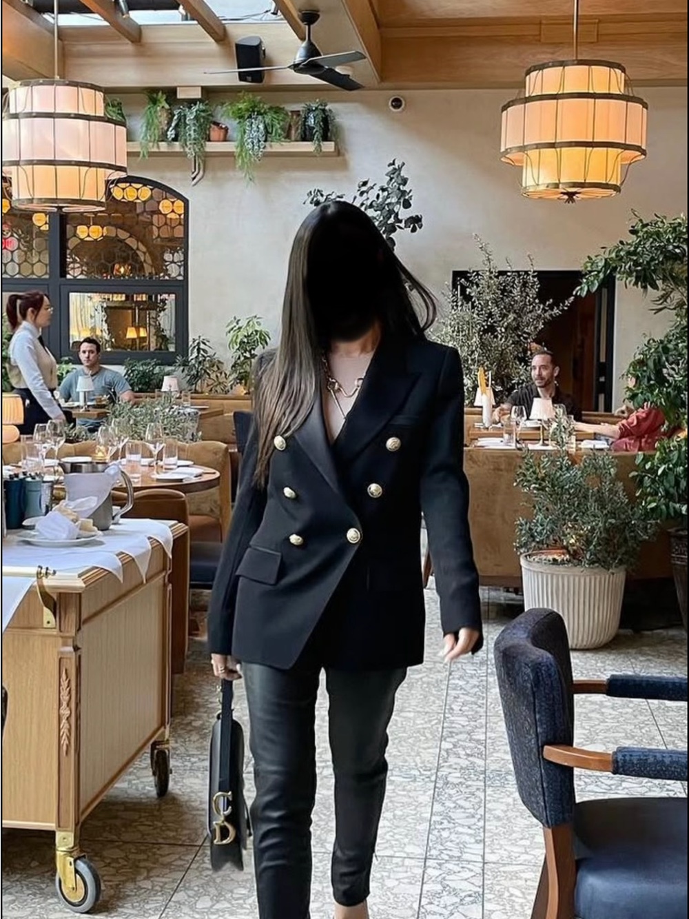 Balmain Black Double-Breasted Blazer with Gold Buttons